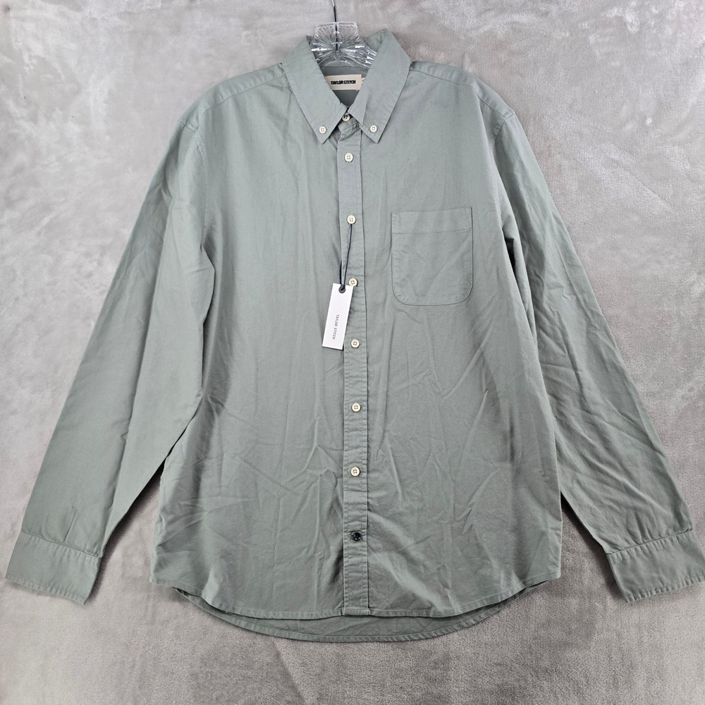 Taylor Stitch The Jack Shirt Mens 44 XL Slate Oxford Green Long Sleeve Button Up